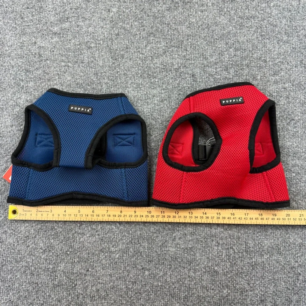 Puppia Soft Vest Harness B XL Red Navy Blue Bundle 2-Pack Mesh Dog Harness NEW